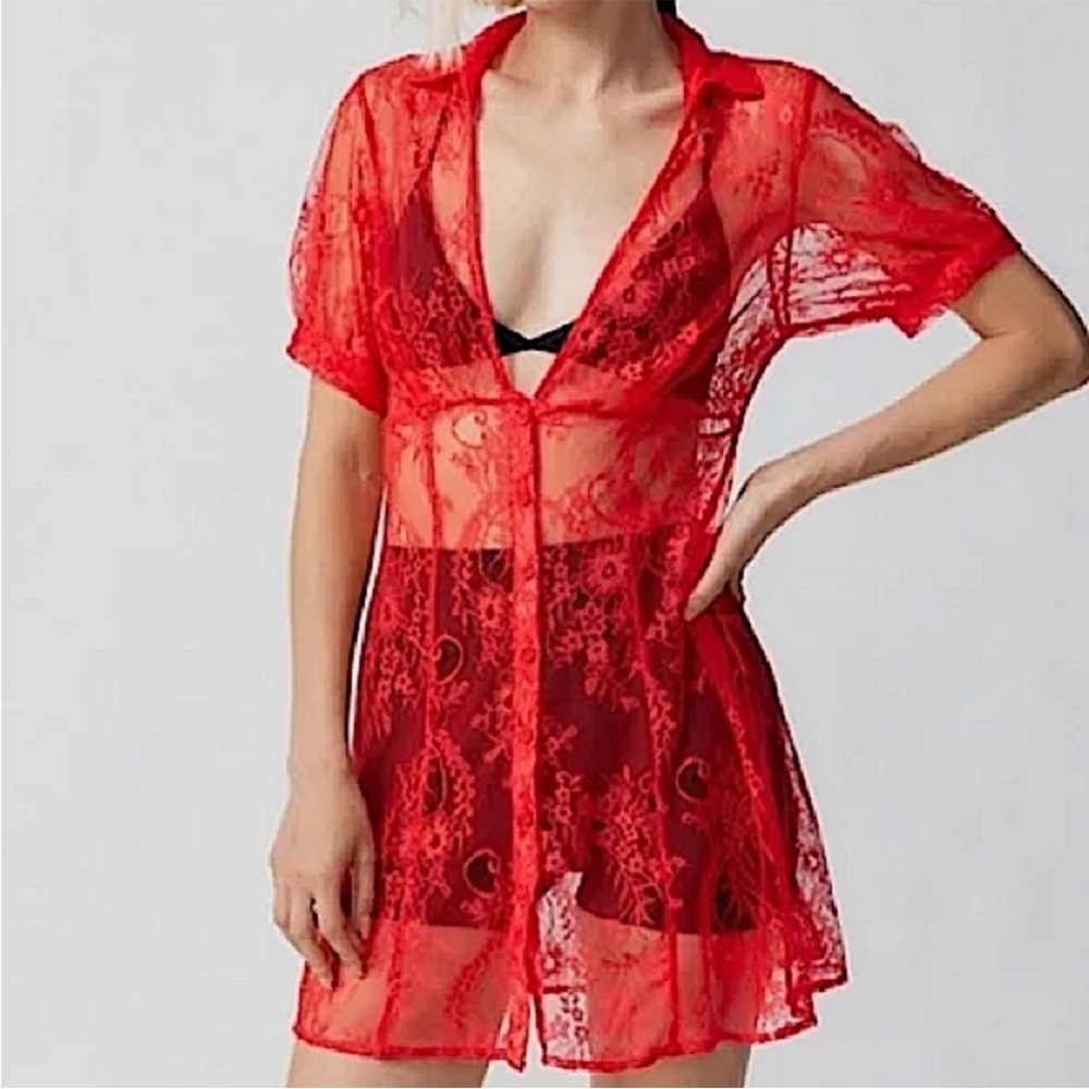 UO Sheer Lace Mini Dress